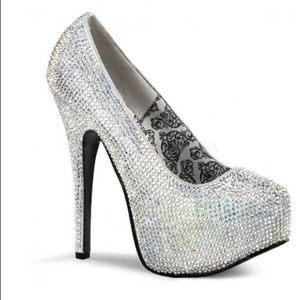 TEEZE-06R SILVER SATIN-IRIDESCENT RHINESTONE HEEL8